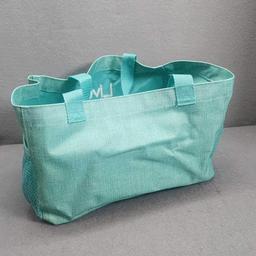Thirty-One Tote Bag Aqua Teal Live Laugh Love Signature Collection Small Caddy
